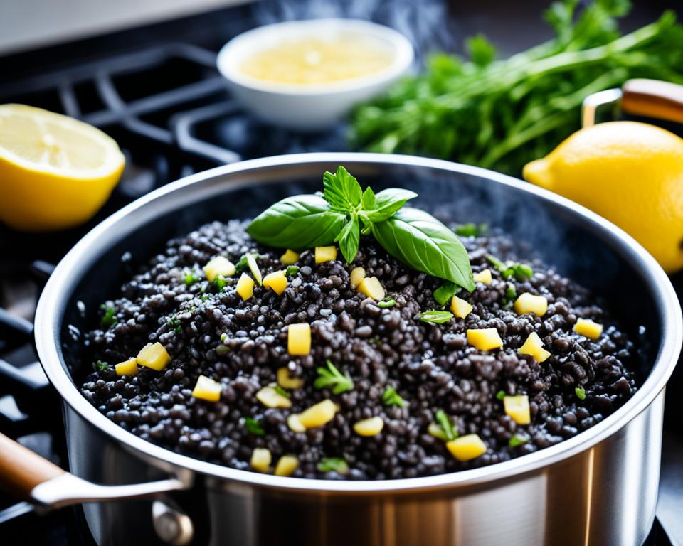 Cooking Black Risotto